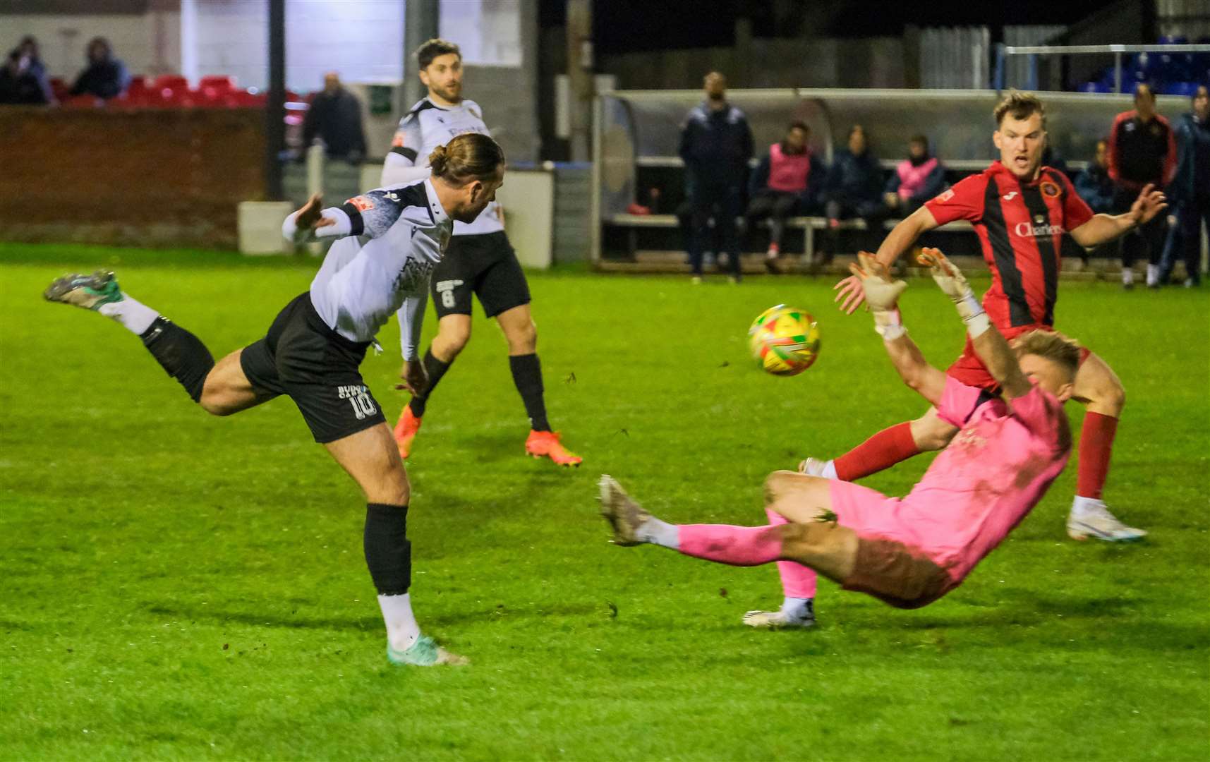 Conor McDonagh goes close to making it 2-0 with a dink over Luke Cairney