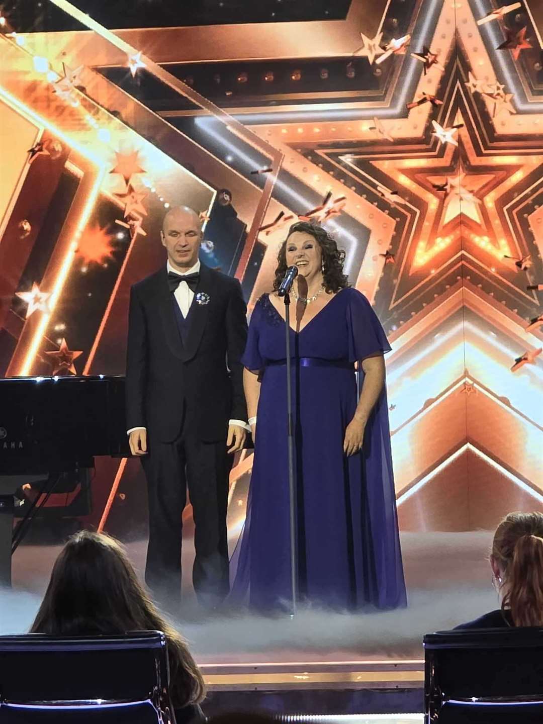 Denise Leigh at the semi-final of Britain’s Got Talent alongside pianist husband Stefan Andrusyschyn