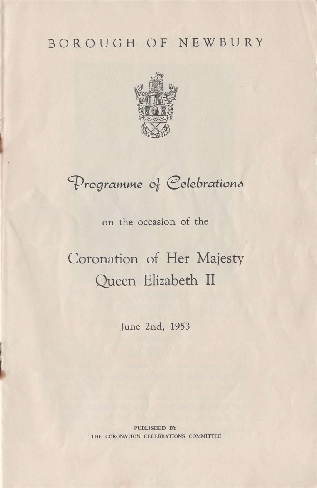 A souvenir programme for Newbury's Coronation celebrations in 1953