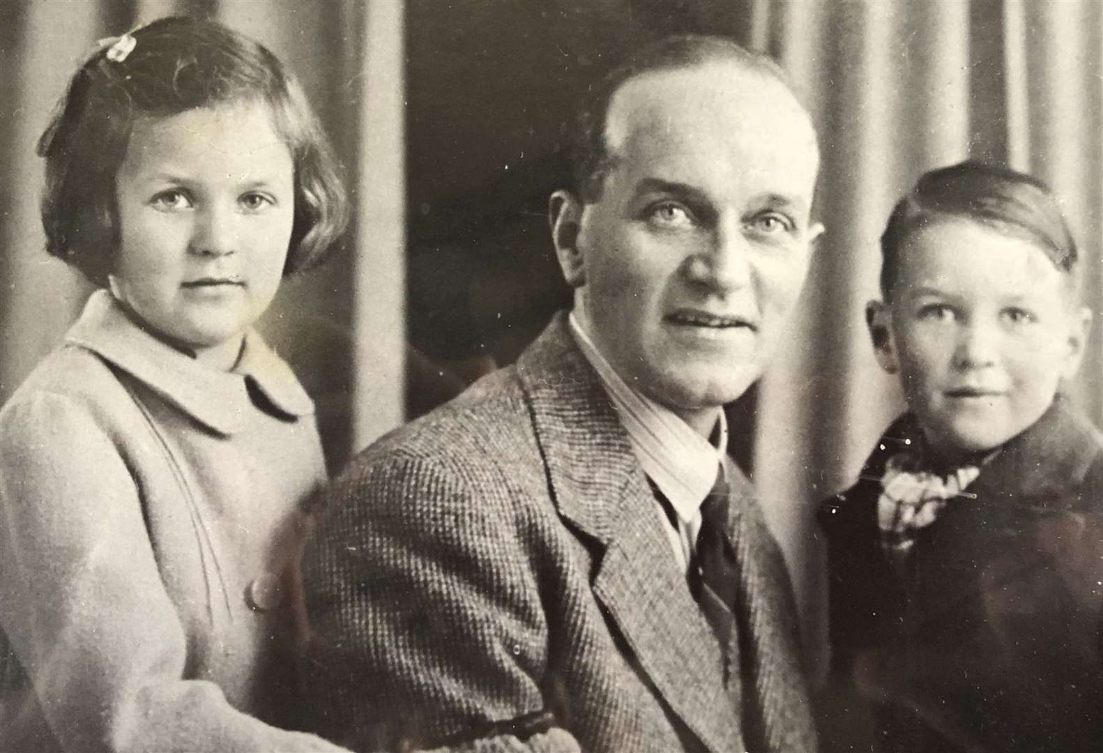 Pat Stradling, father Henry Stradling and brother Robert Stradling in 1946