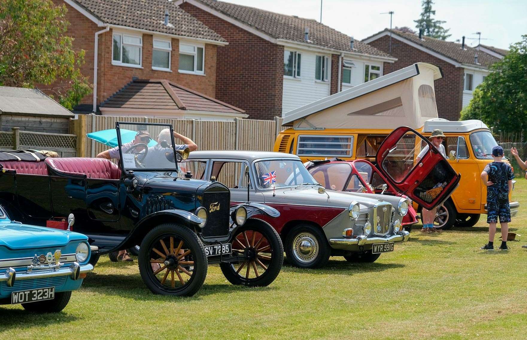 Classic cars on the green grass