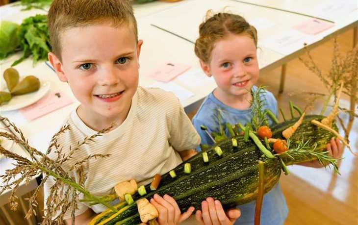 Six-year-old Albert and four-year-old Elizabeth were the winners of 'monster veg' at last year's show
