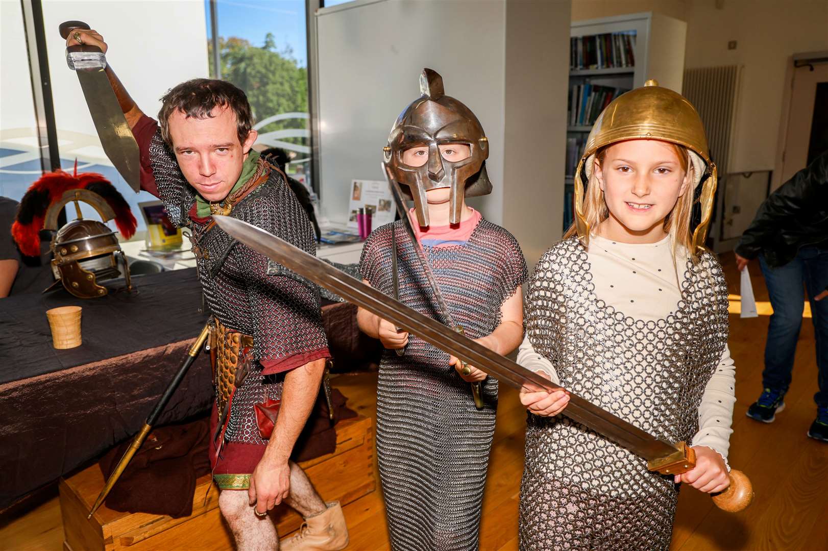 Children dress up at Roman Family Fun Day at West Berkshire Musuem