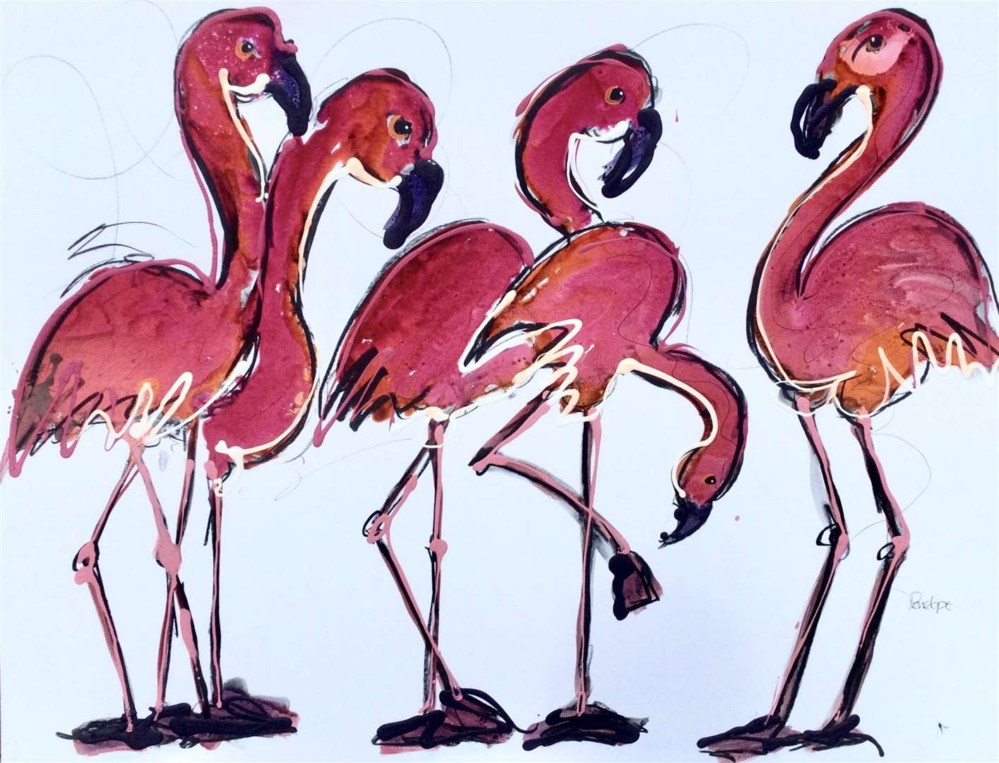 Flamingos by Penelope Timmis SWA - Stand 83 & 84