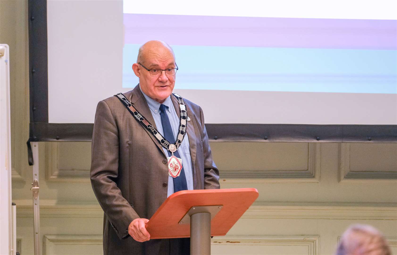 Chairman of West Berkshire Council Jeremy Cottam speaking at the Community Champion awards at Shaw House