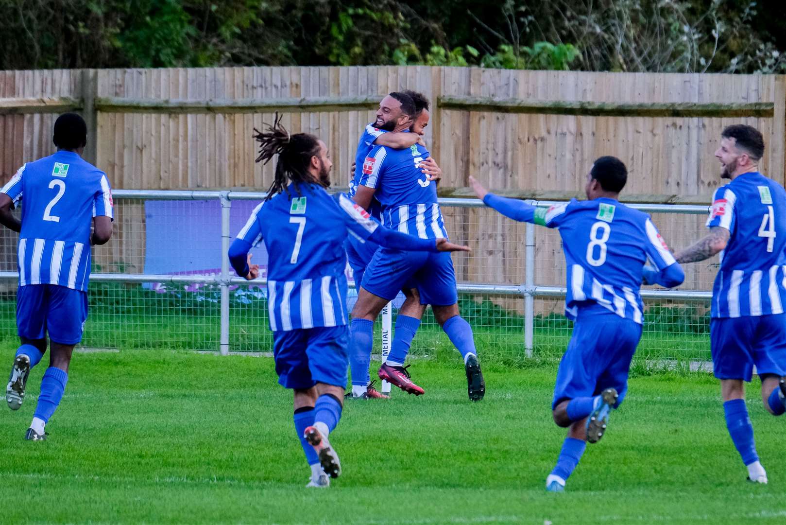 Kyle Daniel-Spray and Josh Blackwood celebrate the opener. Pictures by Phil Cannings
