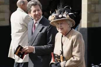 John Warren at Newbury Racecourse with the Queen