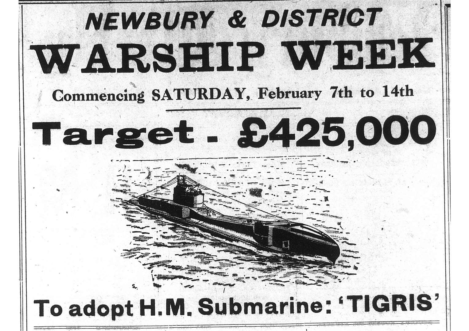 Advert for Warship Week in the Newbury Weekly News in February 1942