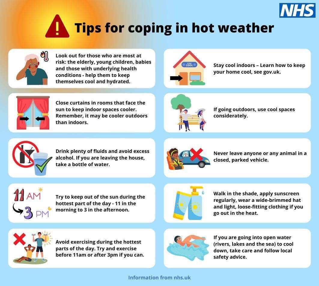 Further advice on coping with the hot weather was released by the NHS and posted on the West Berkshire Council social media channels