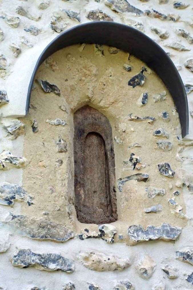 Rare Saxon window uncovered in 2010. Credit: Boxford PCC