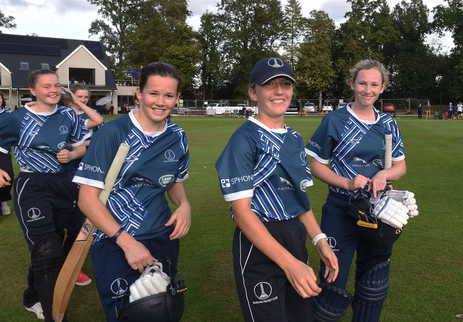 Ladies Home Counties Cricket Final , Falkland Team celebrate win, holly rider (skipper middle)..Ref: 38-1421. (51417715)