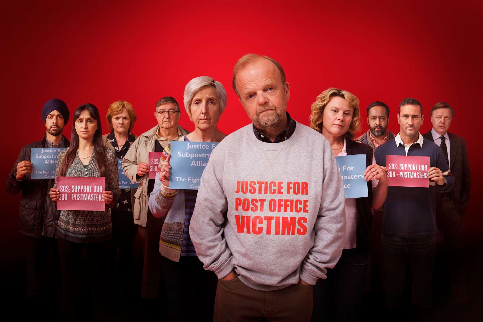 Cast of the hit ITV drama 'Mr Bates vs The Post Office' — already watched by tens of millions of viewers nationwide. Courtesy of ITV