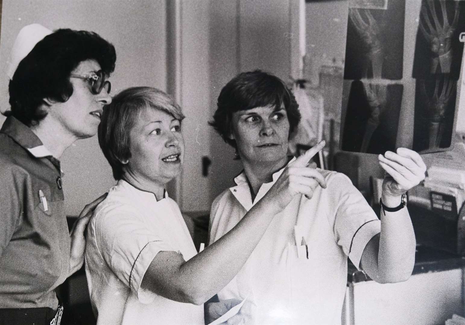 Looking at an X-ray at Sandleford Hospital
