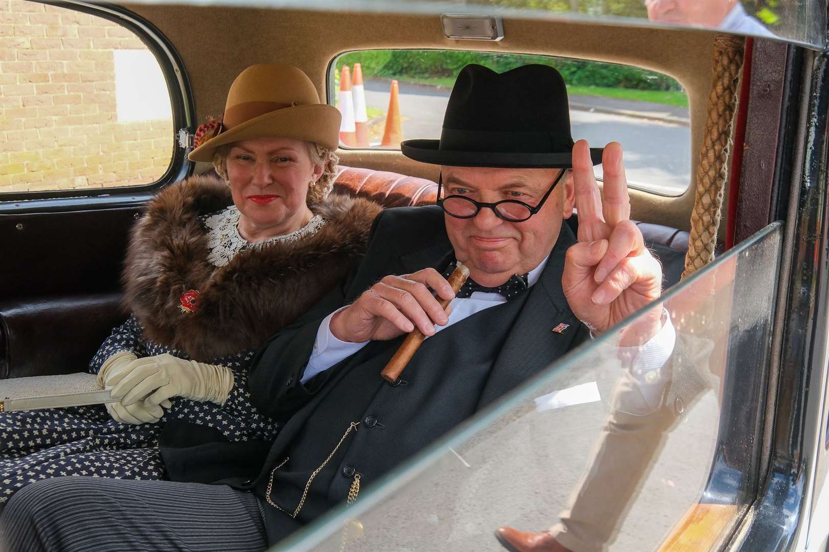 Winston Churchill arrives at the Fairclose Day Centre Jubilee Party