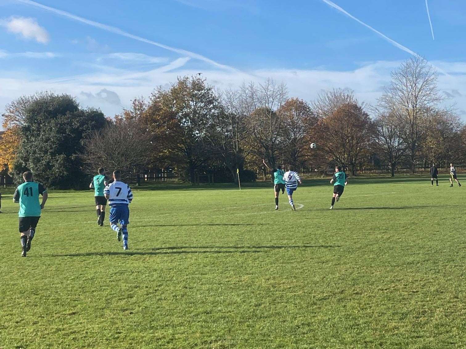Action from The Crickets AFC vs Diamond FC in Newbury Sunday League