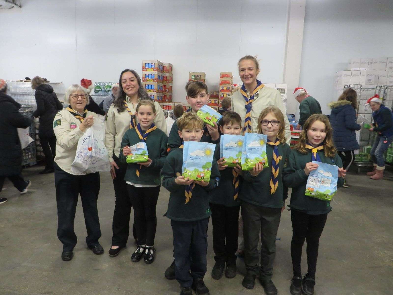 3rd Newbury Chandos cub group, with Mo Osborne (ADC cubs) and organiser of the cub groups for parcel packing