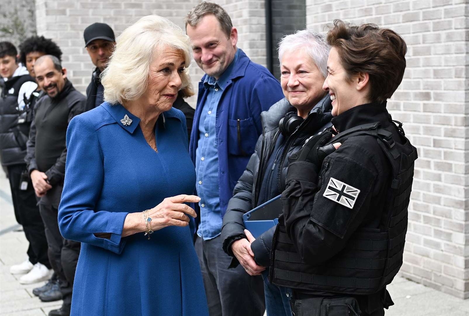 Camilla with Vicky McClure on the set of Trigger Point (Eddie Mulholland/Daily Telegraph/PA)
