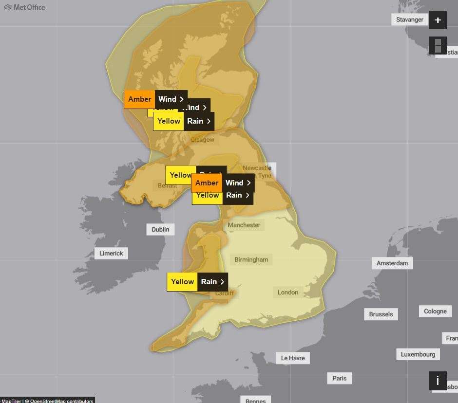 Met Office issues yellow weather warning, picture: Met Office
