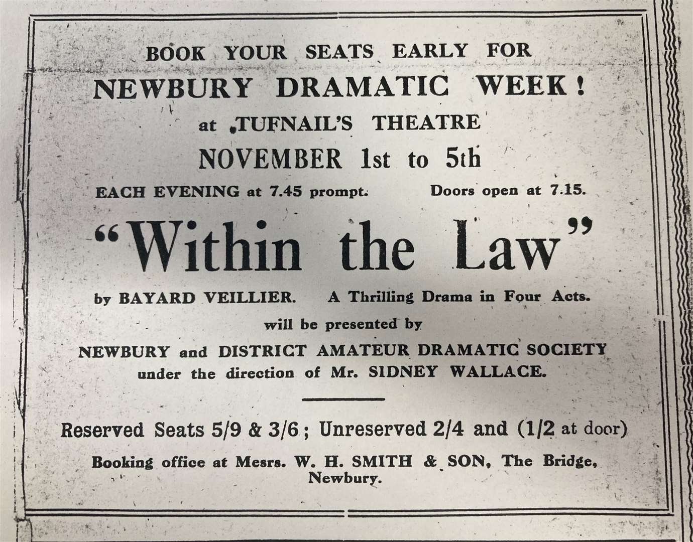 An ad for a performance at The Plaza in October 1927