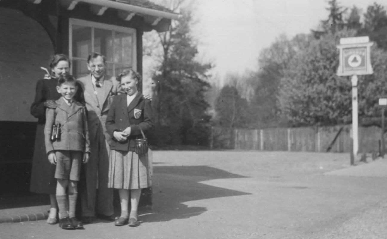 The Rein family outside The Gun pub in Wash Common. Credit: Eric Rein