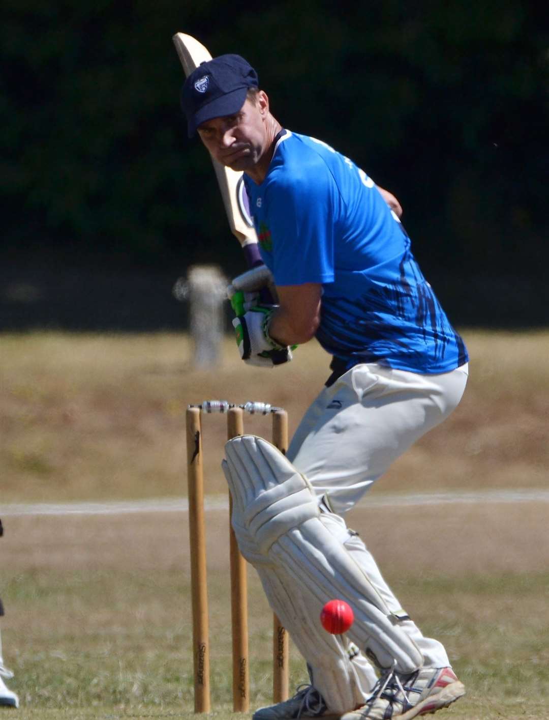 A Woolhampton Royals batsman preparing to strike