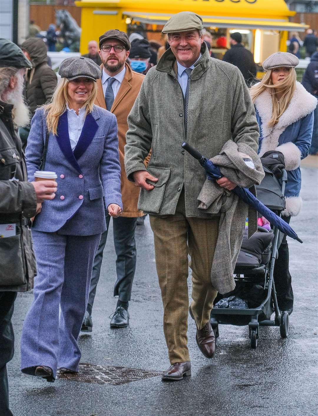 Clodagh McKenna , Harry Herbert, Iain Stirling, Laura Whitmore arrive at Newbury Racecourse.