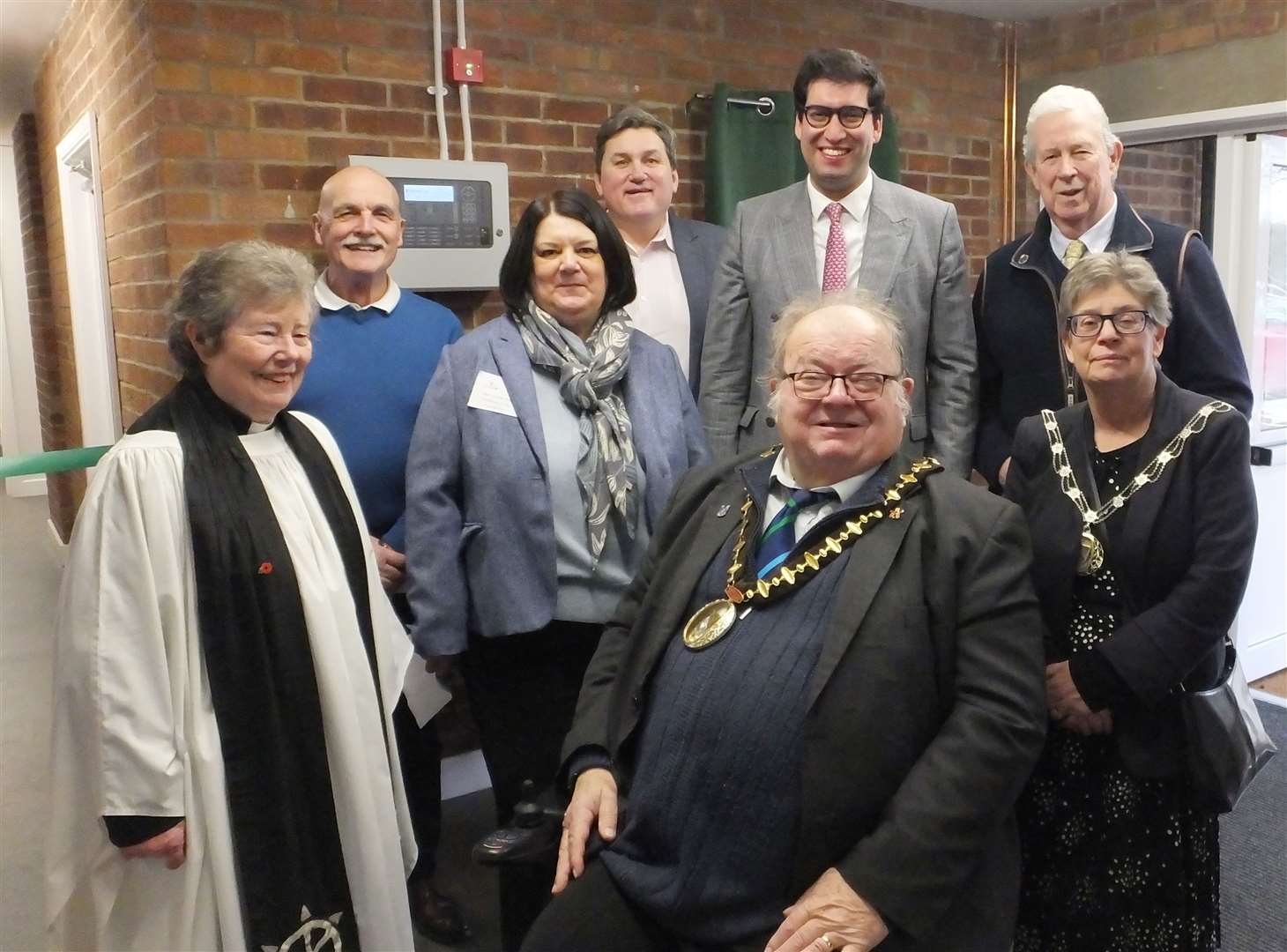 (From left) Rev Cathy Pynn, Pamber Heath Parish Council chairman Simon Greaves, hall committee chairman Jane Escott-New, MP Kit Malthouse, MP Ranil Jayawardena, Mayor David Leeks, Hampshire county councillor Rhydian Vaughan and mayoress Amanda Leeks