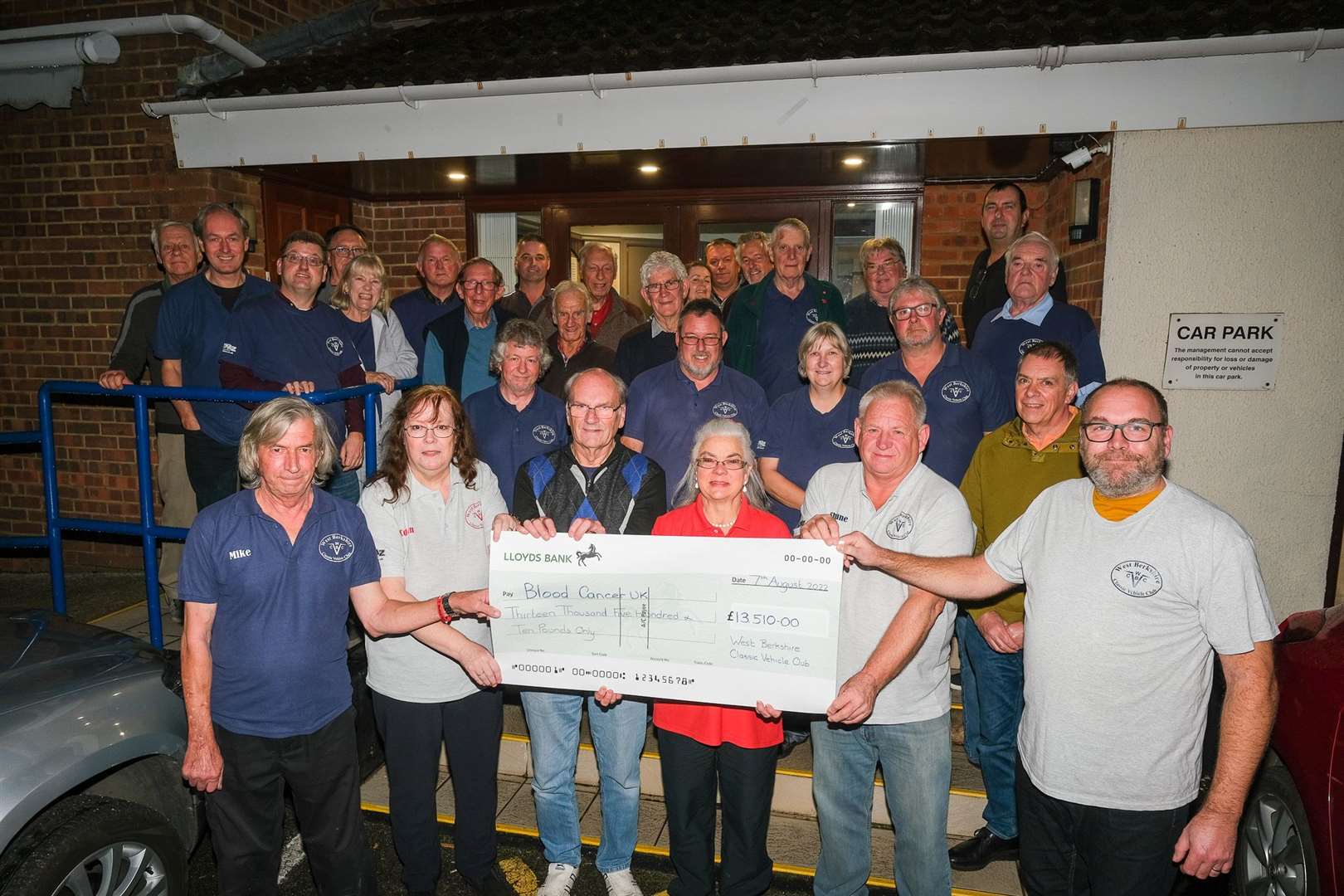 West Berkshire Classic Vehicle Club cheque presentation to Blood Cancer UK at the Newbury Royal British Legion
