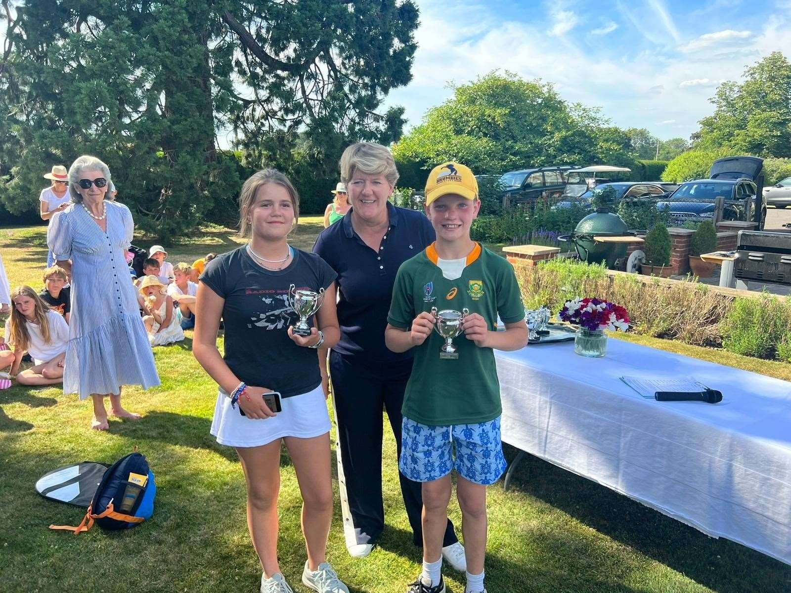 Clare Balding with two of the winners (58231920)