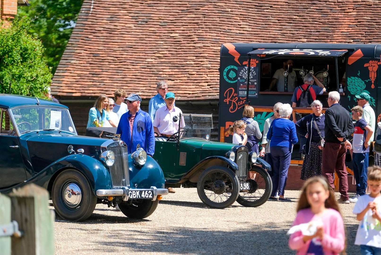 Classic cars on show and Renegade Brewery van serving cold refreshments