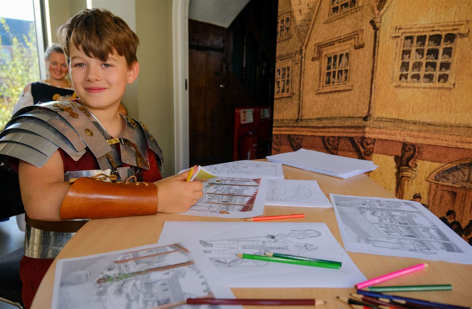 Arthur De Backer (10) colouring in a Roman scene