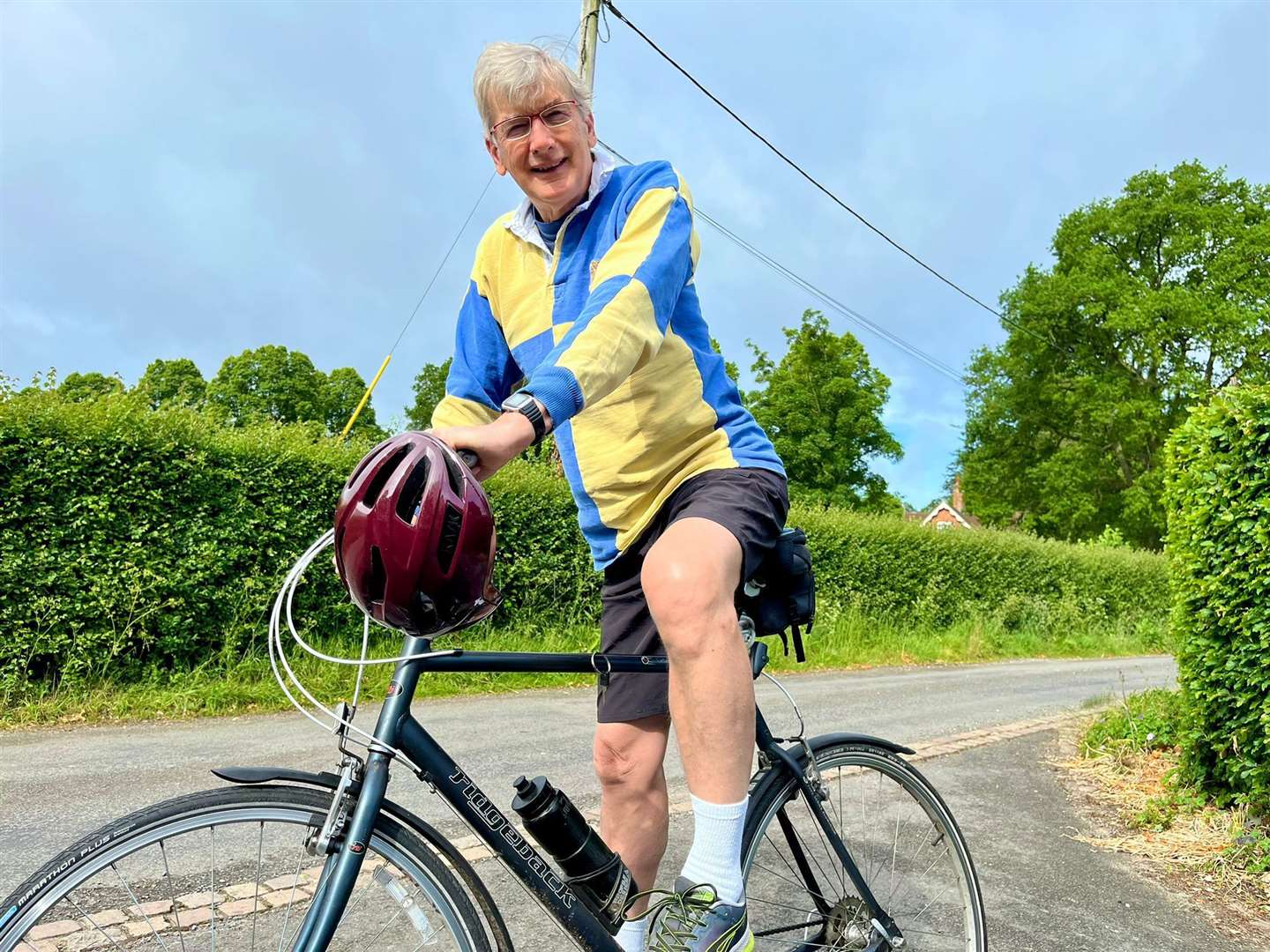 Richard Carrow, 70, has no professional sporting background and uses an old bike