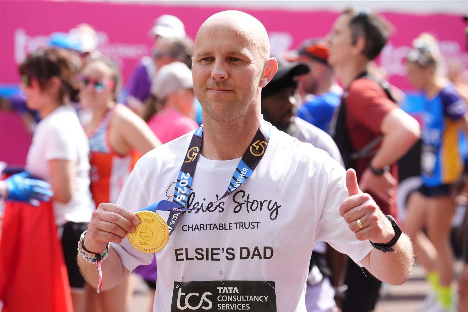 David Stancombe, the father of Southport attack victim Elsie Dot, completed the race (John Walton/PA)