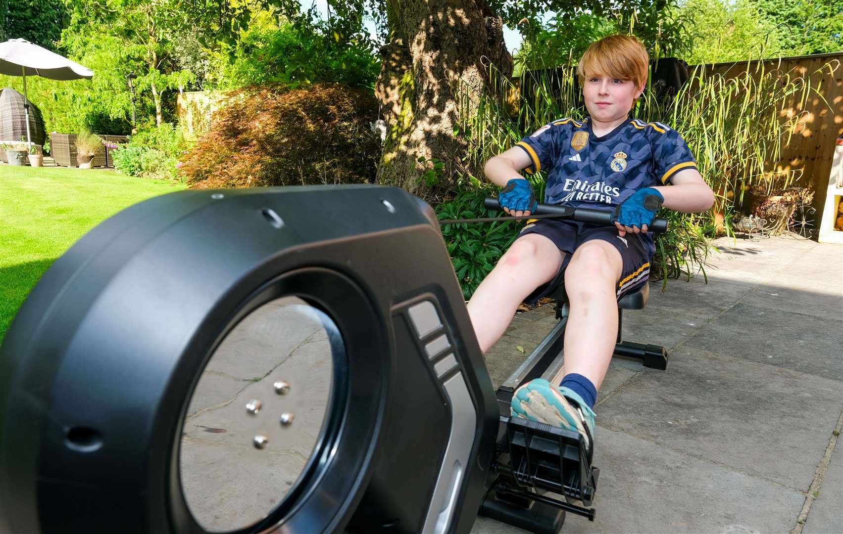Oscar Best doing a rowing challenge to raise money for Loose Ends charity in Newbury