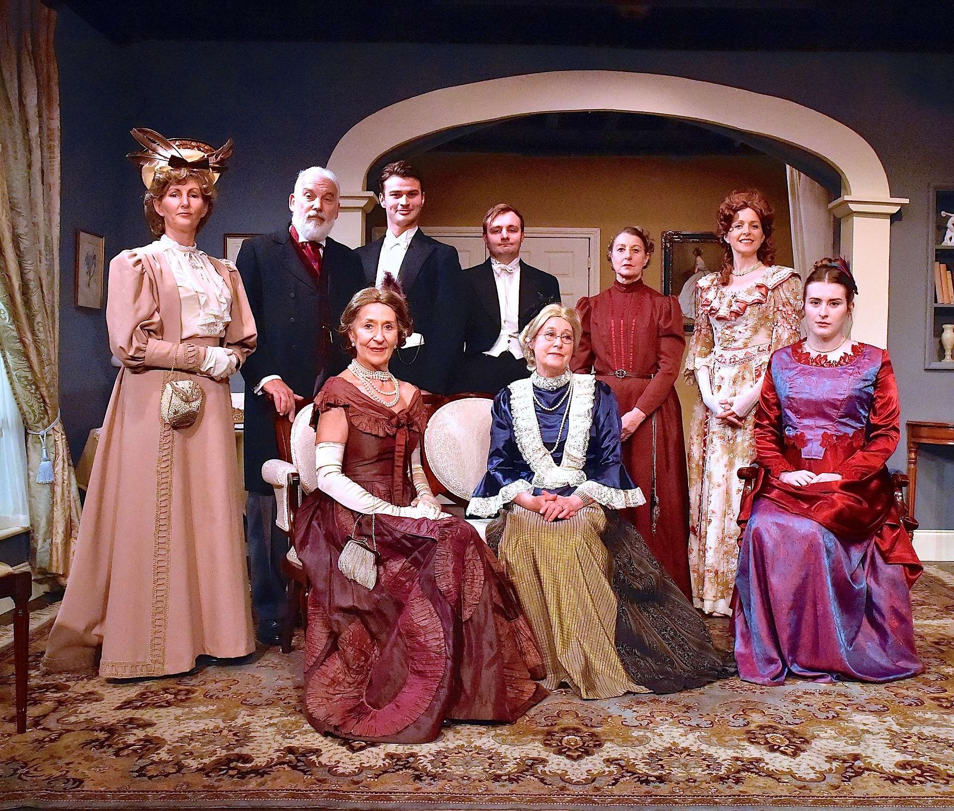 The cast if The Heiress: standing, from left, Georgie Gale, Keith Keer, Patrick Lintin, Charlie Wolfenden, Karen Ashby and Vikki Goldsmith, seated: Sue Keer, Marie Jacobs and Pippa Higgins