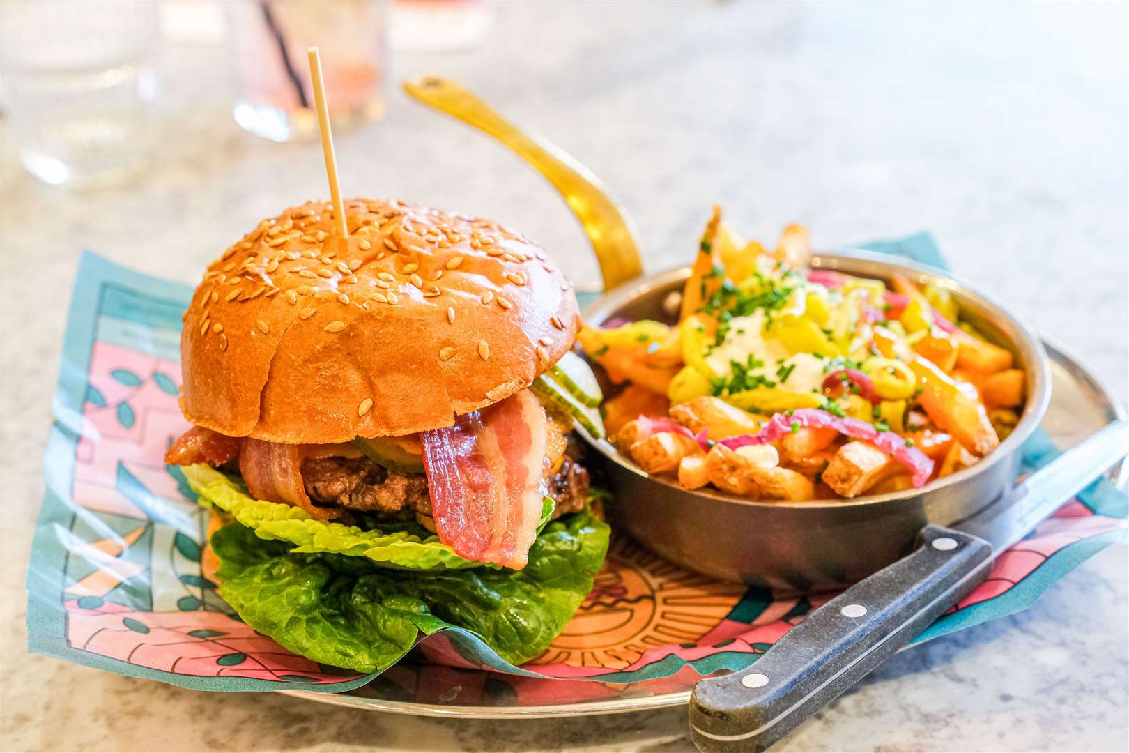 Bill’s smash burger (£14.50) and truffle buffalo loaded fries (£2 extra with a burger meal or £6.25 on their own)