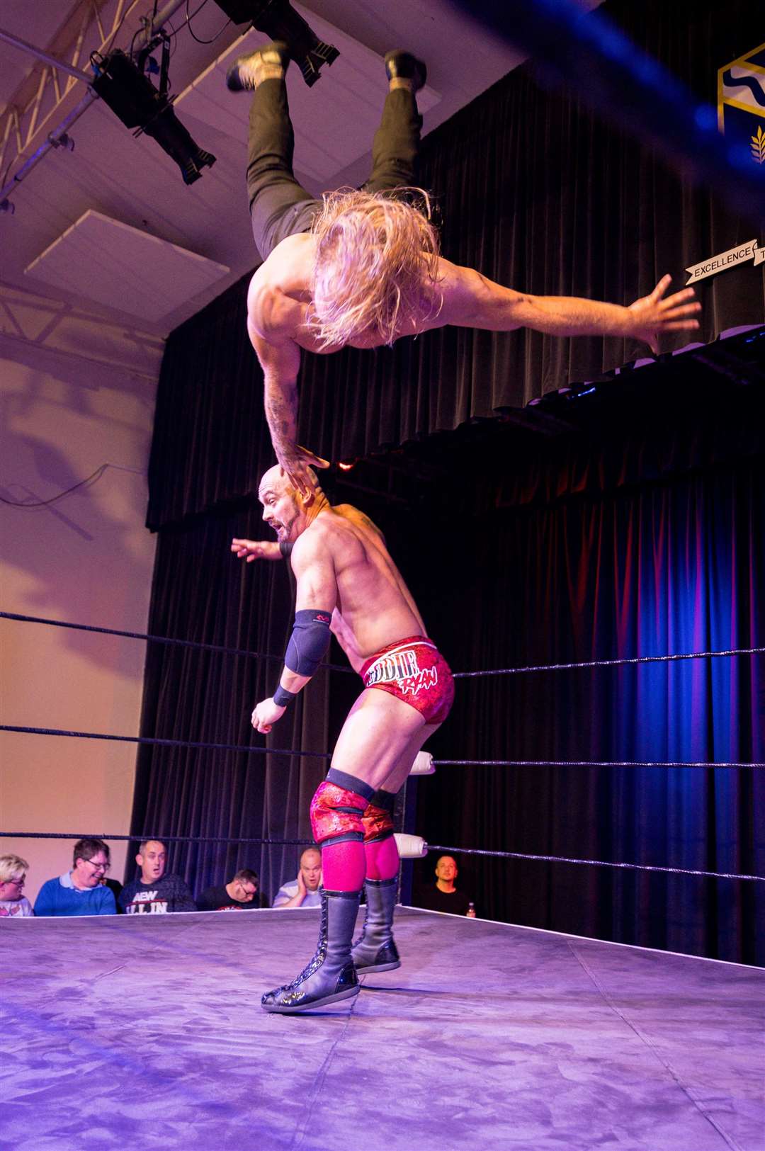 Chris Bronson is sent flying by Eddie Ryan at a British Kingdom Pro Wrestling event in Thatcham - Photo: Emma Meek