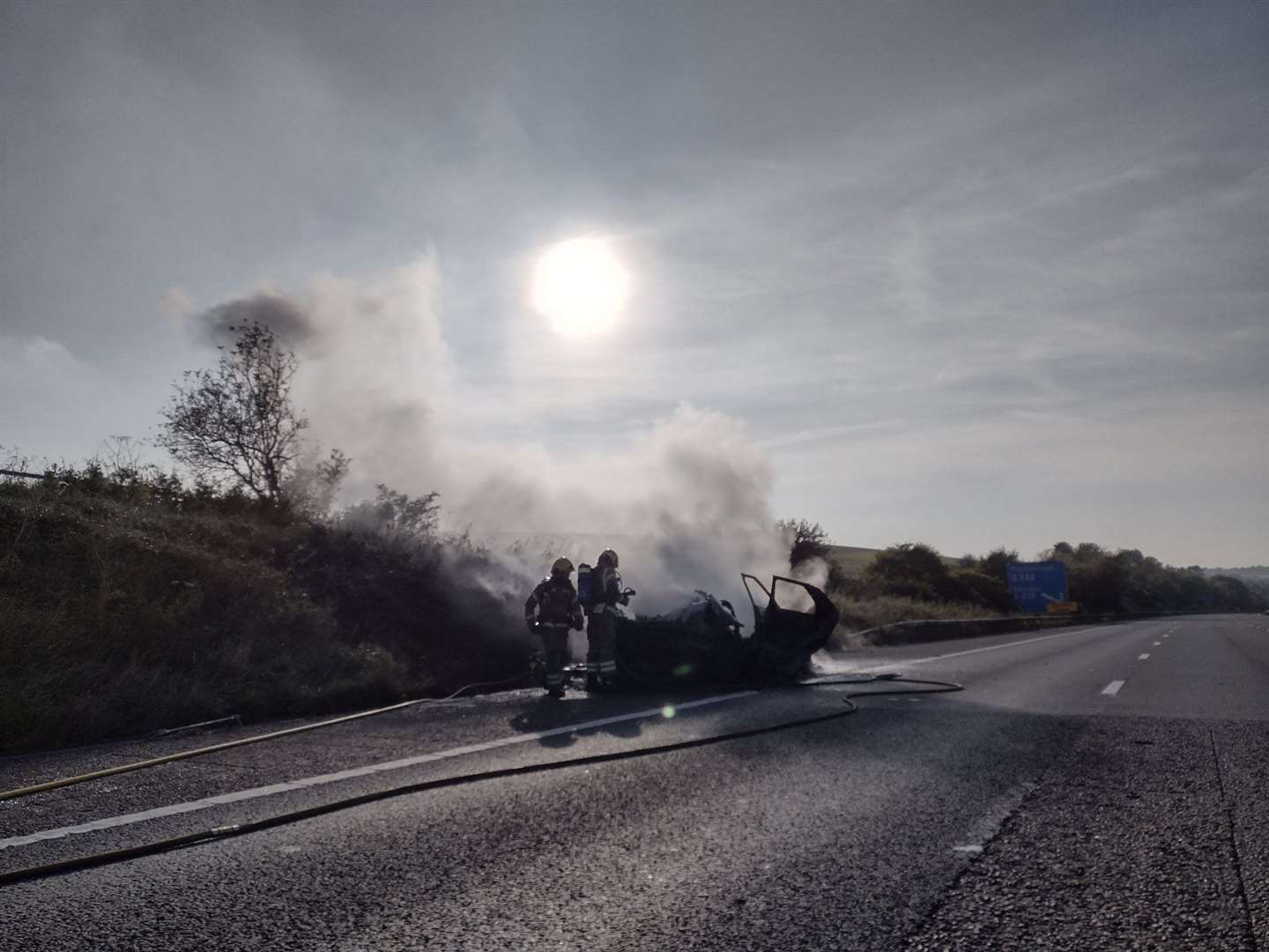 The scene on the M4 (Credit: Newbury Fire Station.) (52082249)