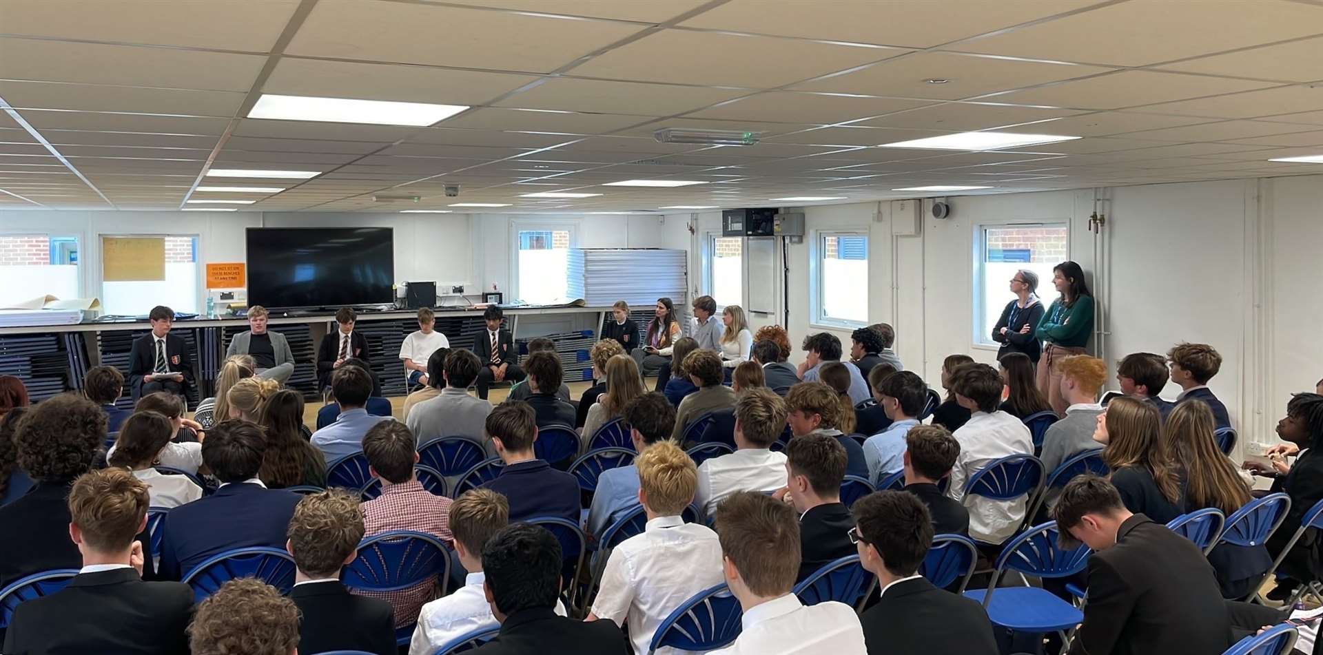 Lively sixth formers viewing the debate