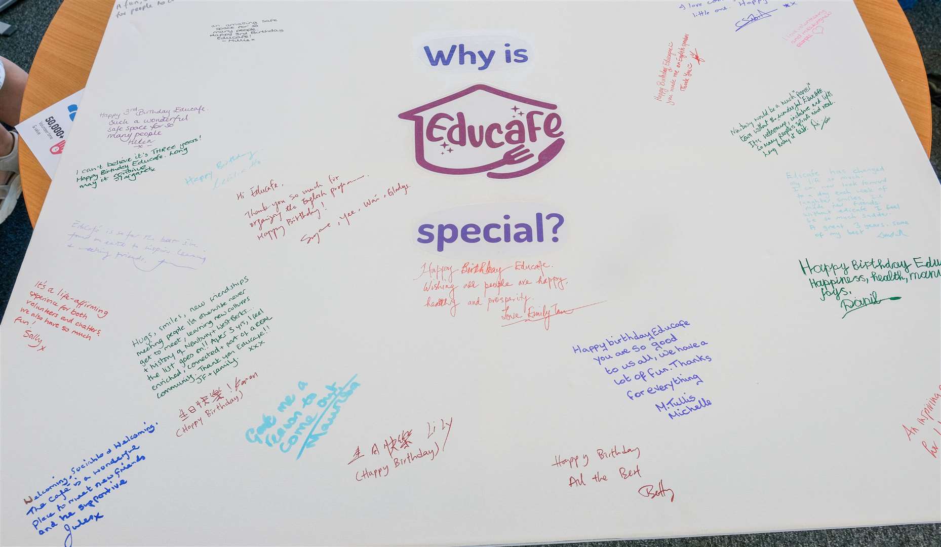 Visitors leave ‘thank you’ messages for Educafé