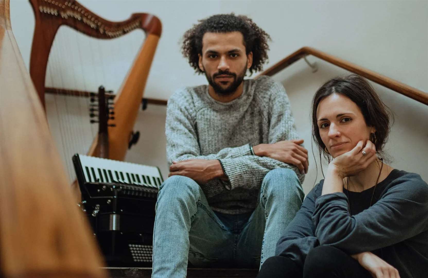 Tamsin Elliott and Tarek Elazhary, a mesmerising duo blending British folk and Egyptian traditions with stunning musicianship Picture: Kate Griffin