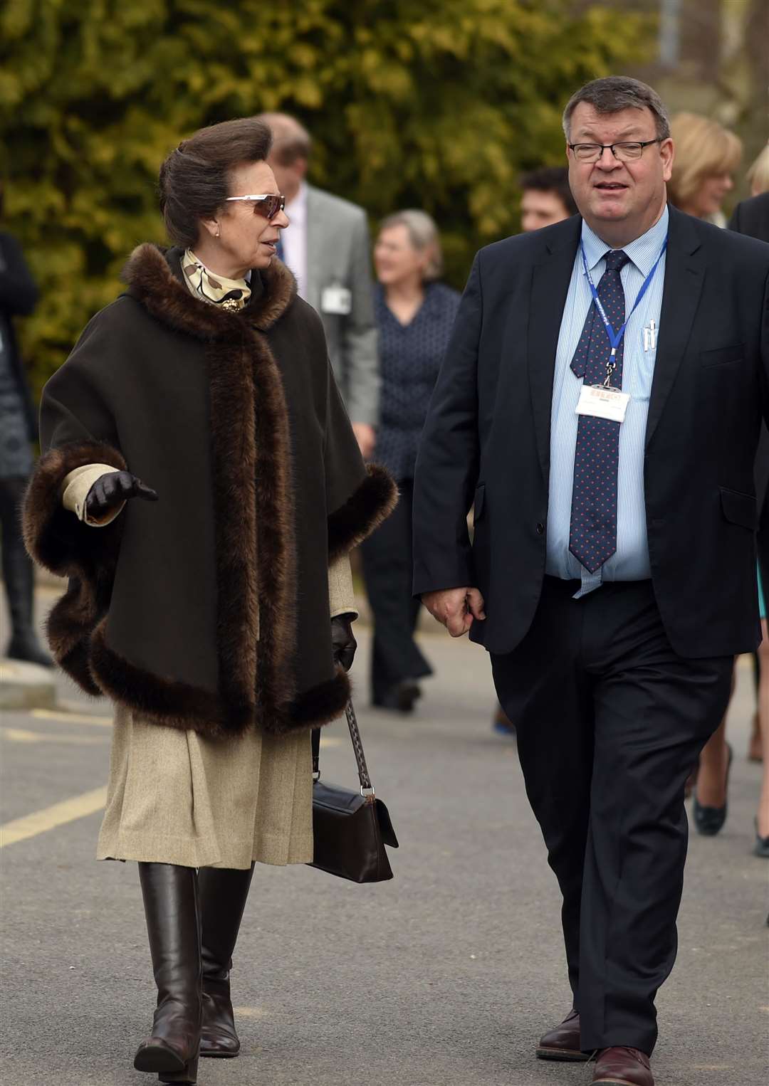 Peter Gale, pictured with Princess Anne when she visited the school in 2016 to celebrate its 70th year. Ref 12-3116D.