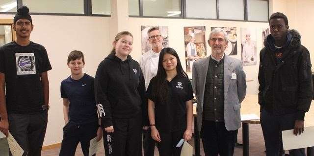 The five finalists with chef Malcolm Baggott and Thatcham Rotarian Ron Howard