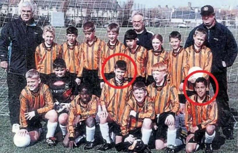 A young Charlie Austin and Theo Walcott playing for Newbury District Primary Schools in 2000