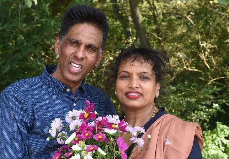 Mr Shingadia pictured with his wife, ­Chandrika, in 2021