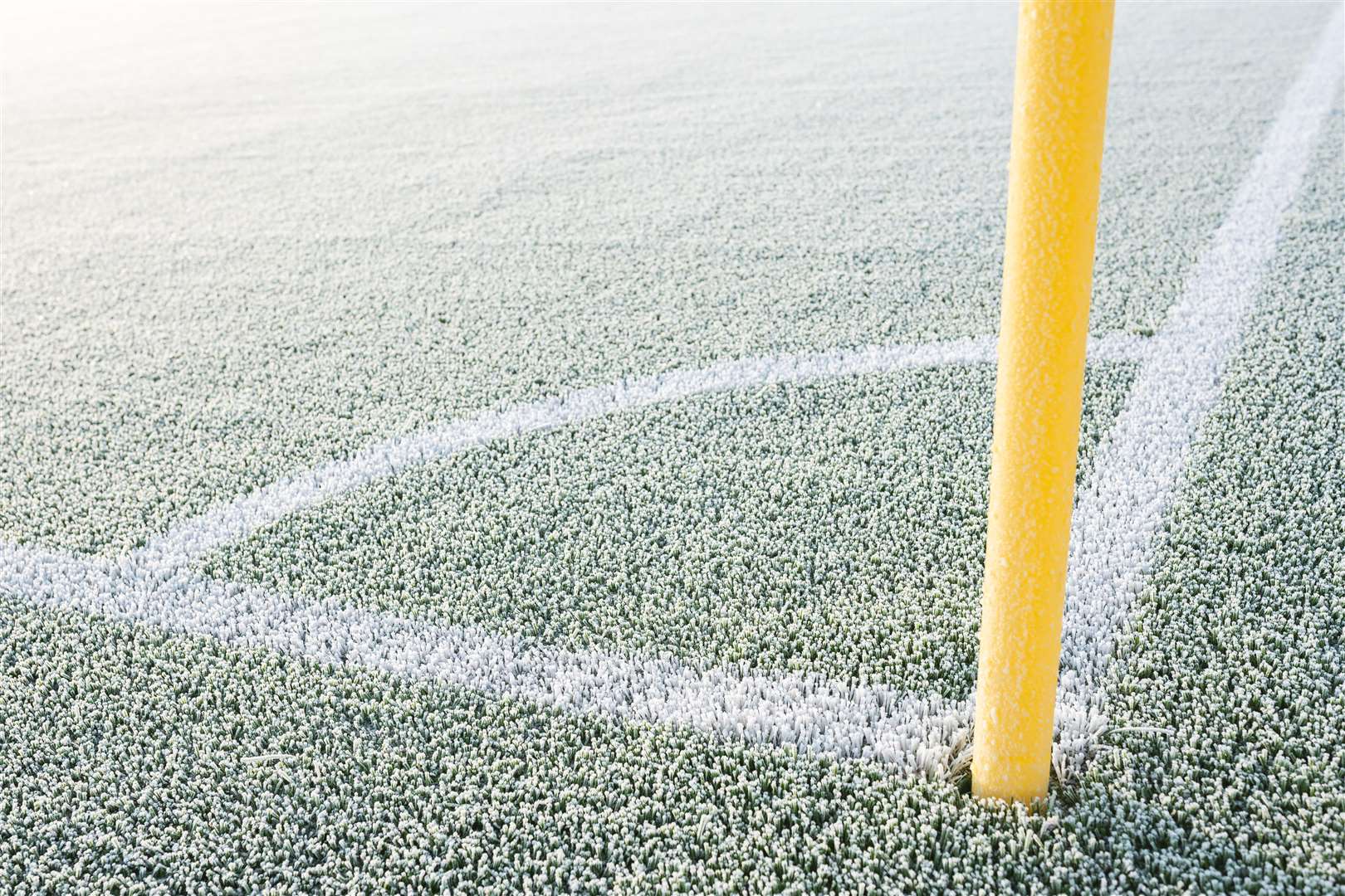 Frozen sports Pitch. Stock image