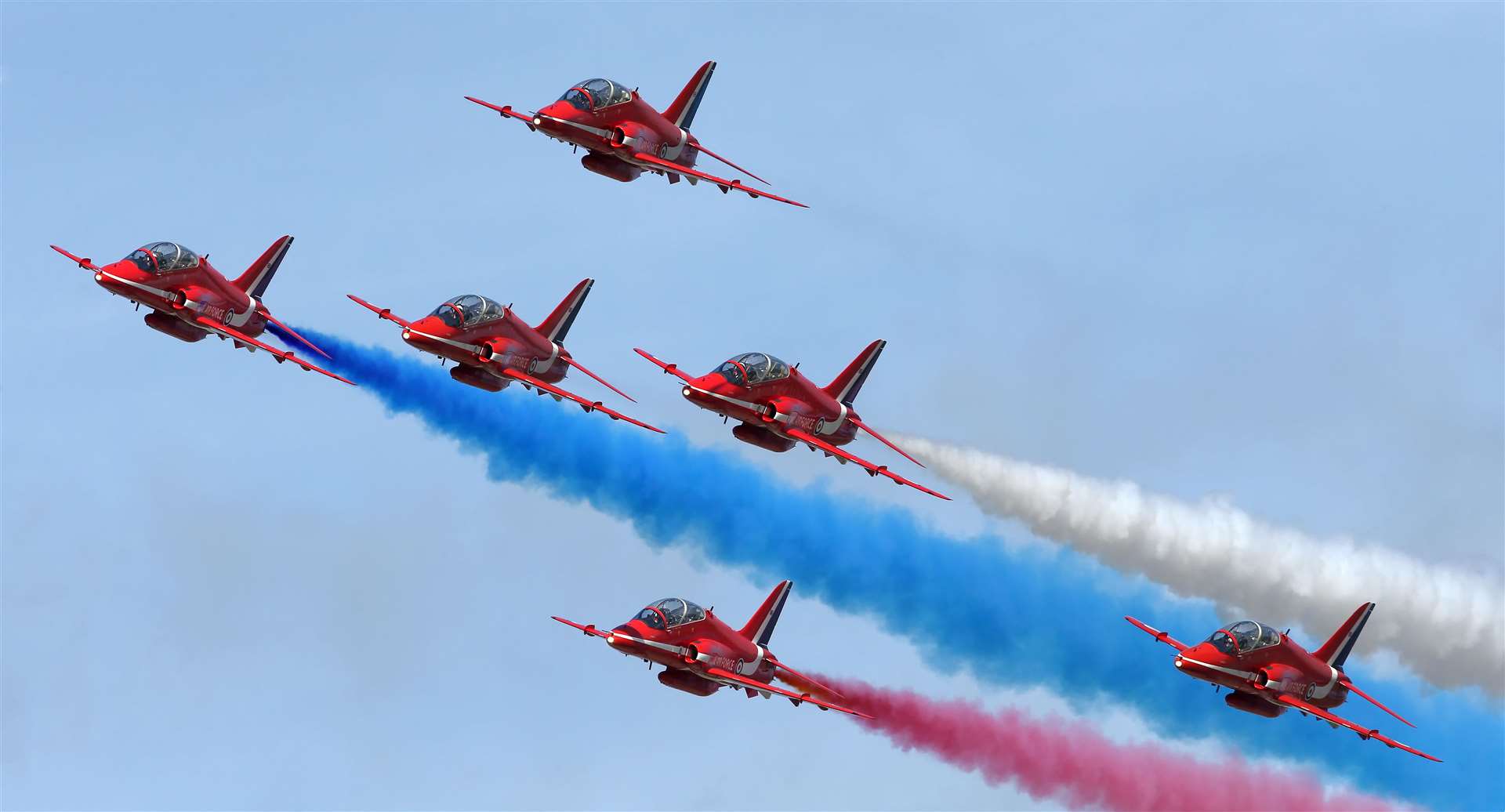The Red Arrows displaying at Duxford