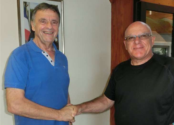 Claude Dupont, Mayor of Boussieres sur Sambre, left, and Feutry Bernard. Credit: Feutry Bernard