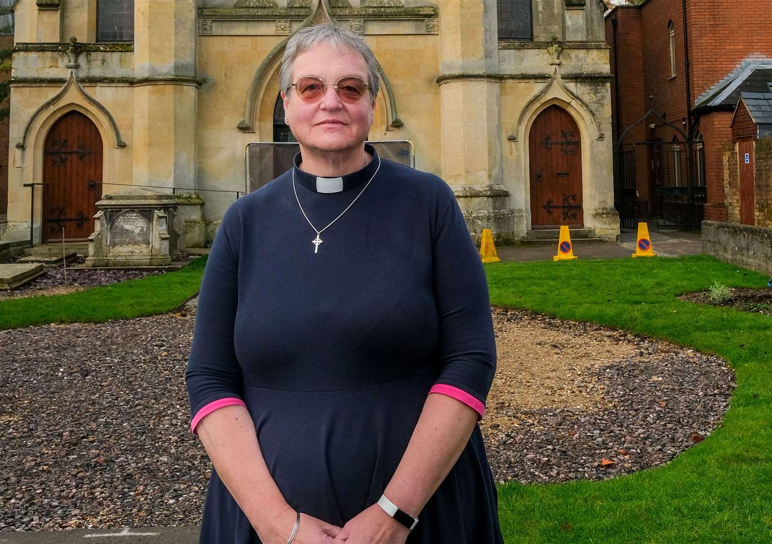 Rev Rachel Borgars outside Newbury Methodist Church