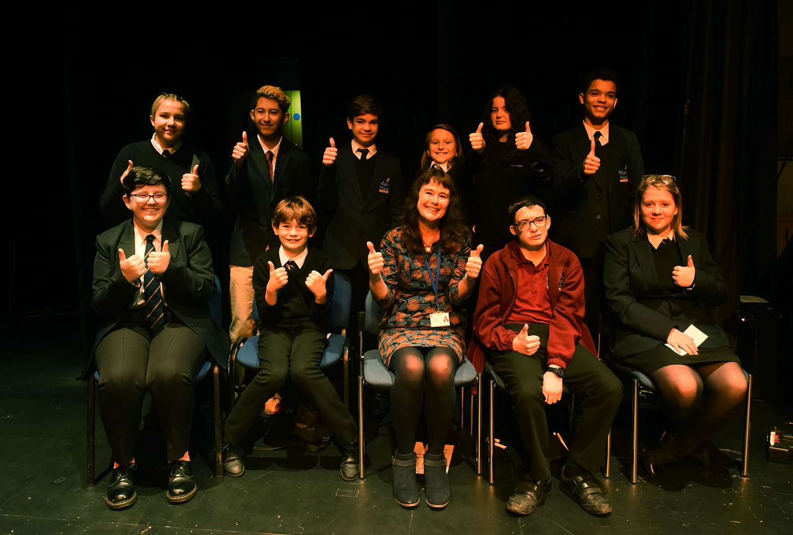 10 students who asked questions with head of year 9 Jane Allum. (52203497)